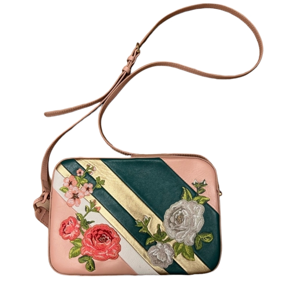 18. AUXILIARY LEATHER EMBROIDERED ROSE CROSSBODY BAG!